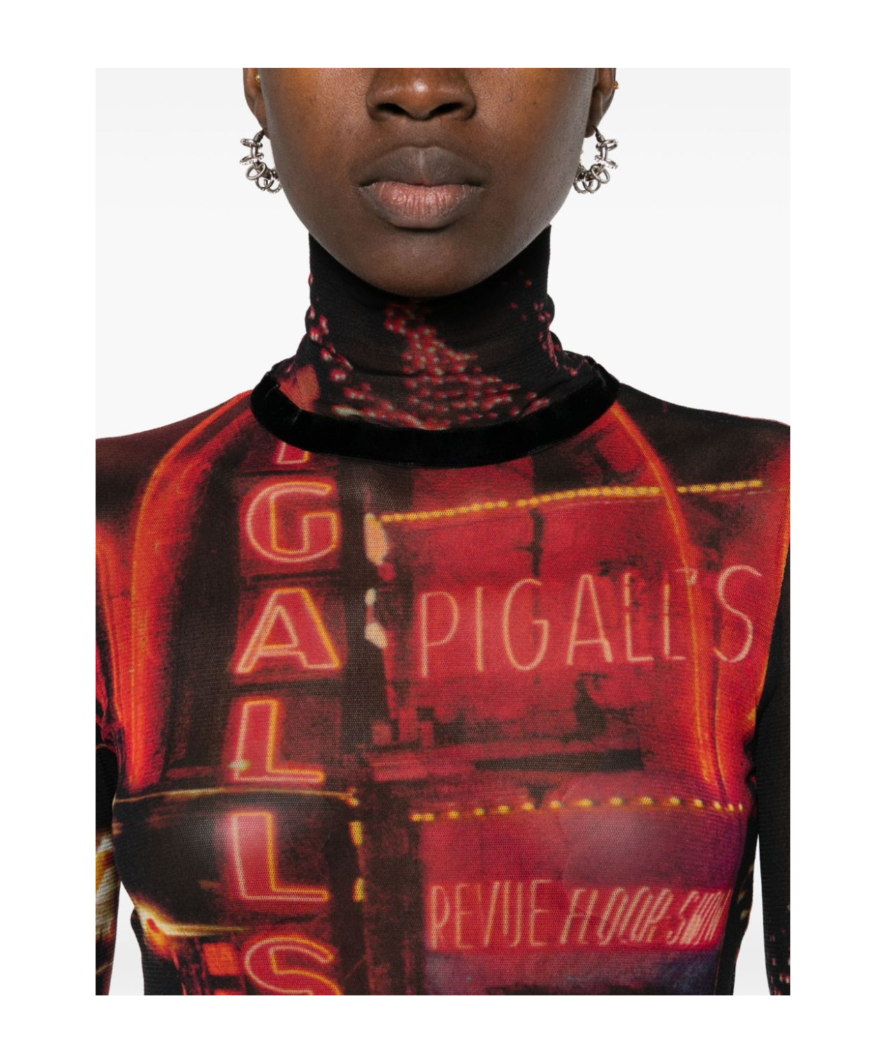 Jean Paul Gaultier Pigalle-print Mesh T-shirt In Black