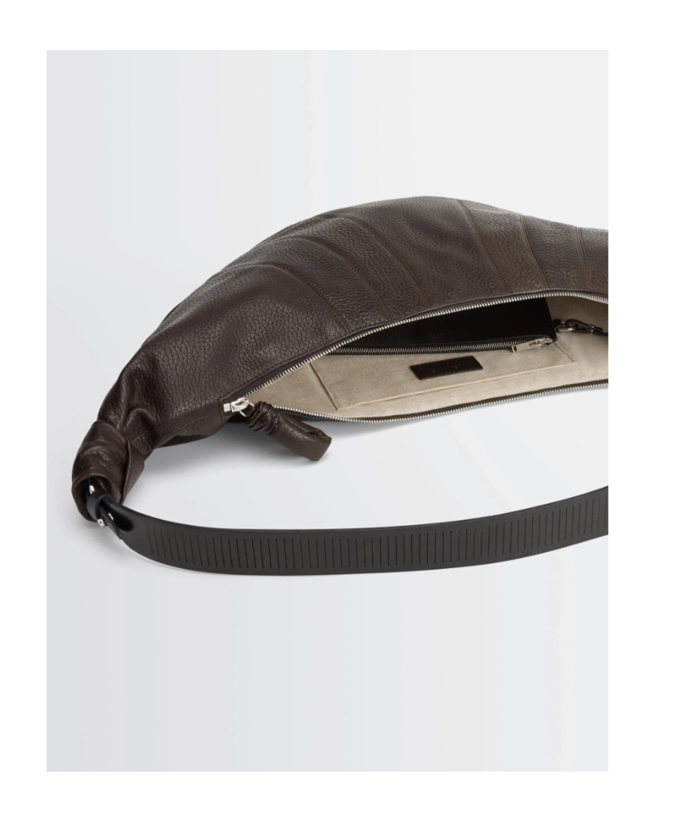 Lemaire Rail Belt Large Croissant Bag In Brown