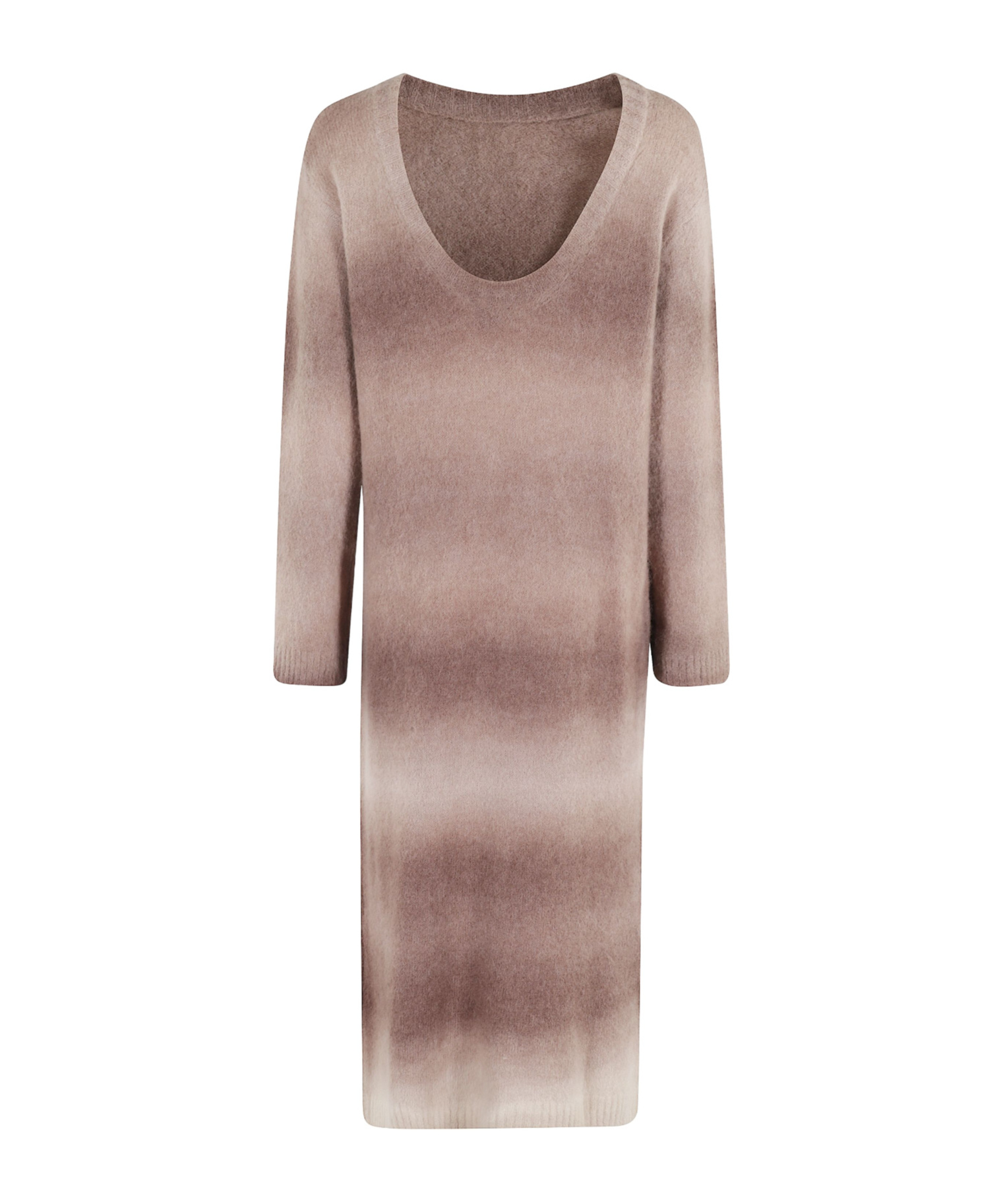 Alysi Soft Alpaca Low-neck Dress In Animal Print