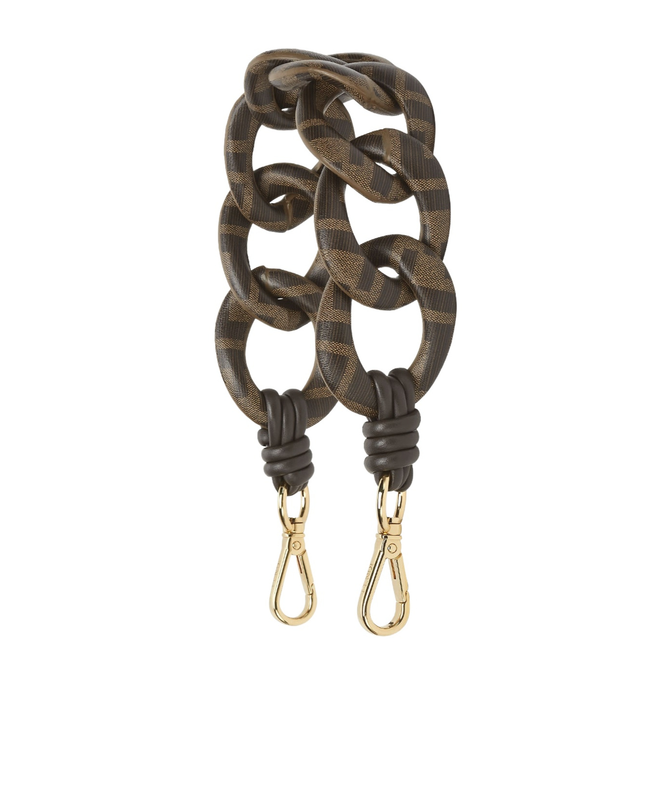 Fendi Double Buckle Short Chain Shoulder Strap In Brown