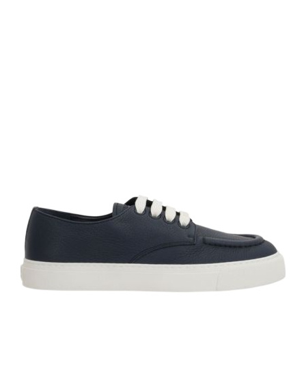 Prada Low Profile Round Toe Sneakers With Textured Finish In Baltic Sea Blue