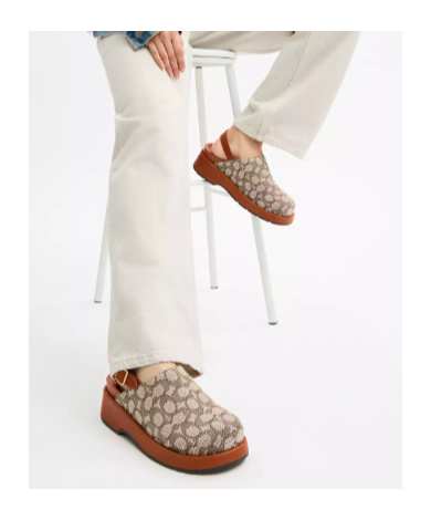 Coach Sculpted C Platform Clog In Signature Textile Jacquard