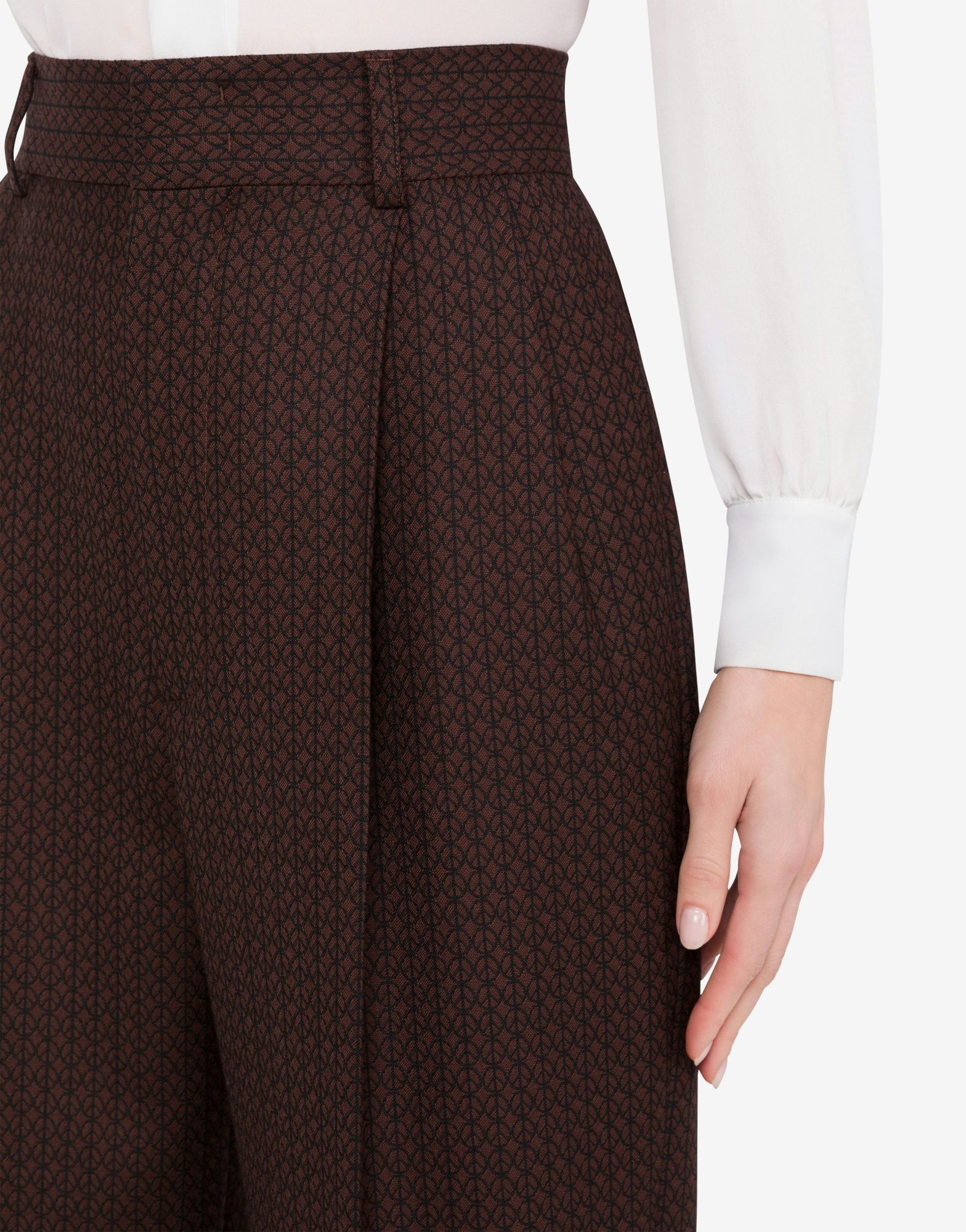 Moschino Geometric-print High-rise Trousers In Black