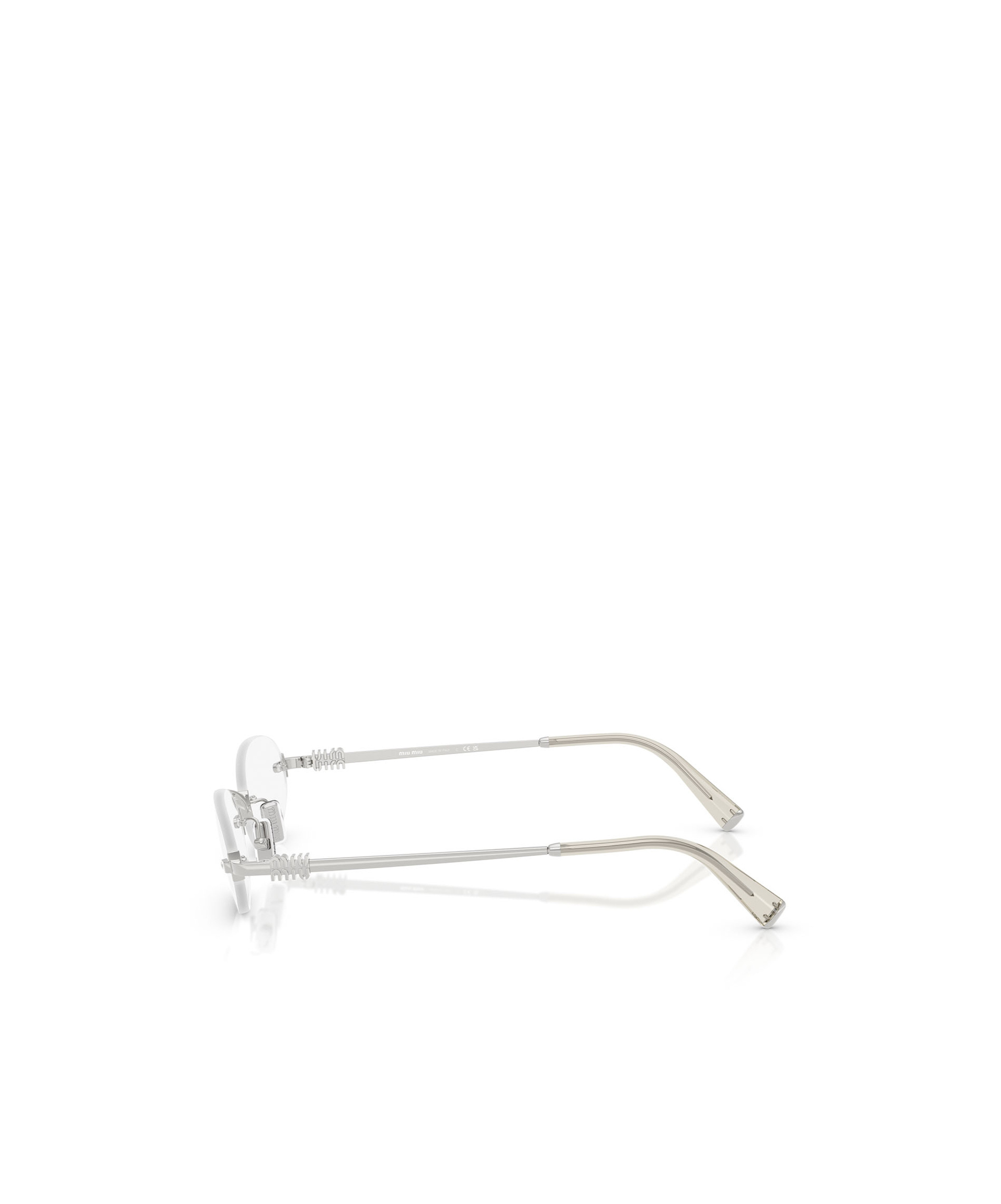 Miu Miu Runde Brille Mit Logo-schild In White