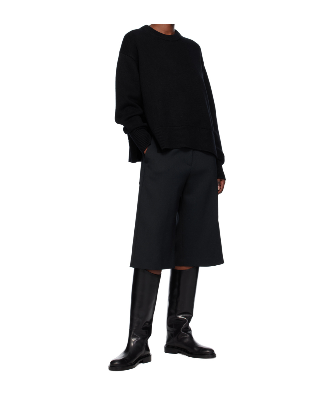 Studio Nicholson Hima Fisherman's-knit Jumper In Black