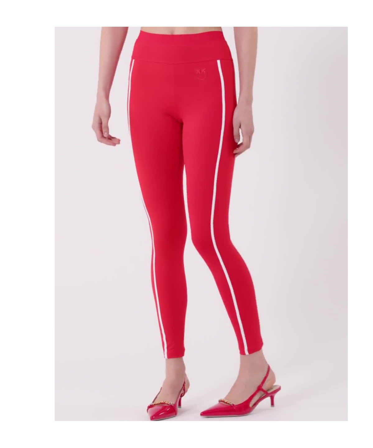 Pinko Side-striped Slim-fit Leggings In Red