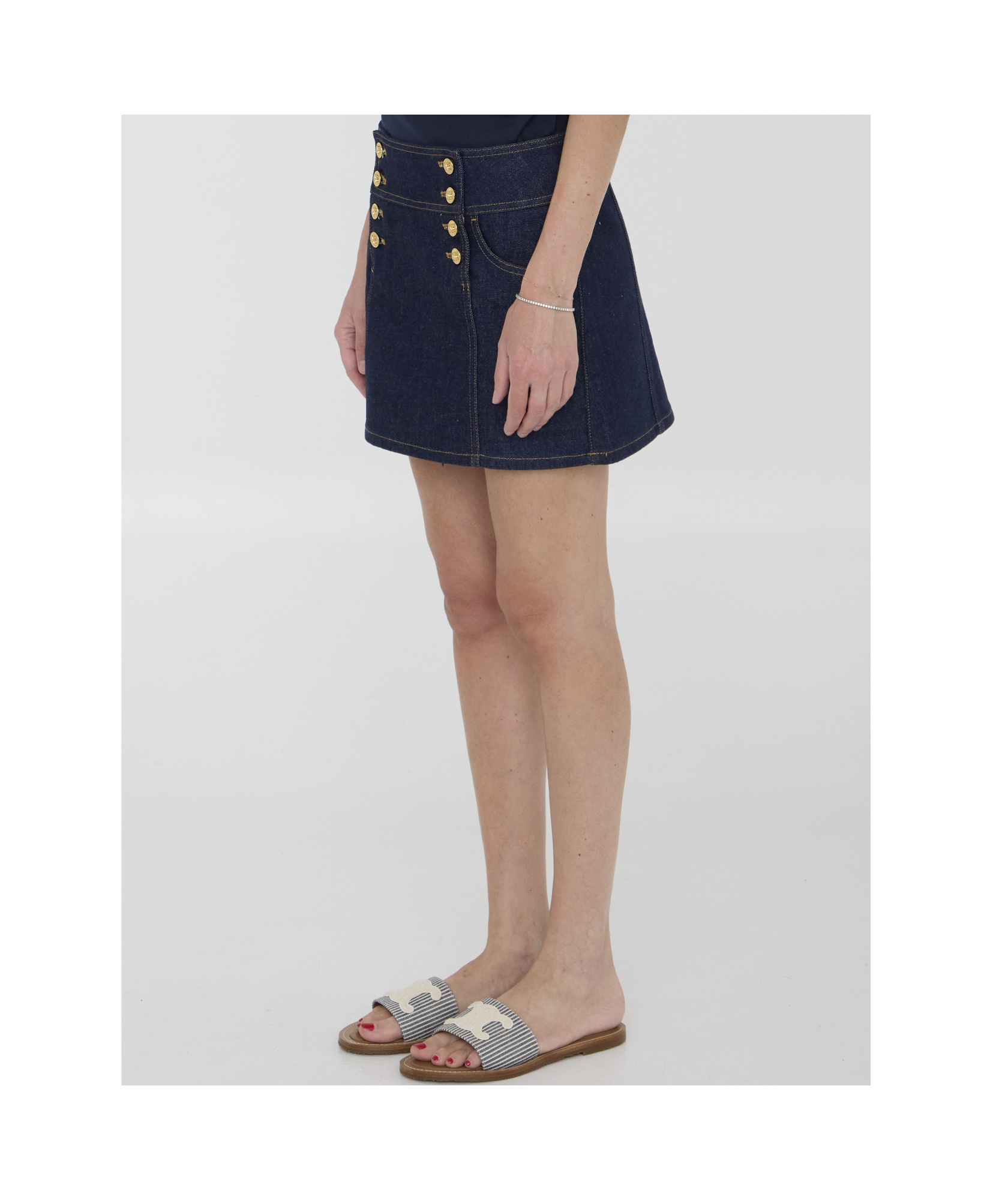 Celine Women Denim Mini Skirt In Blue