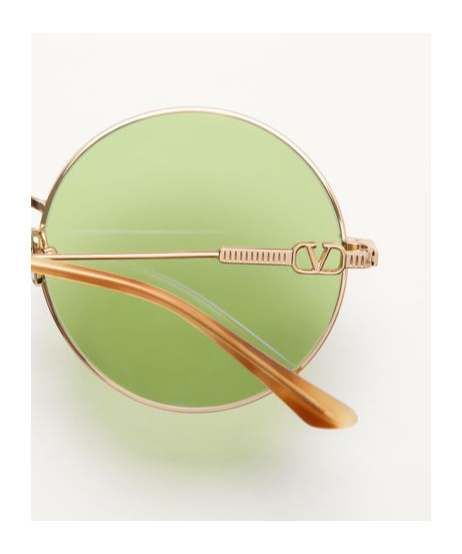 Valentino Full Frame Sunglasses In Light Gold/havana Beige/light Green