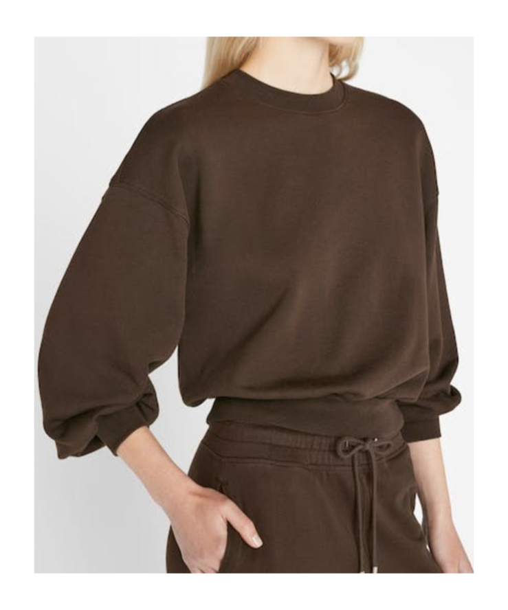 Frame Lantern Sleeve Crewneck Sweatshirt In Brown