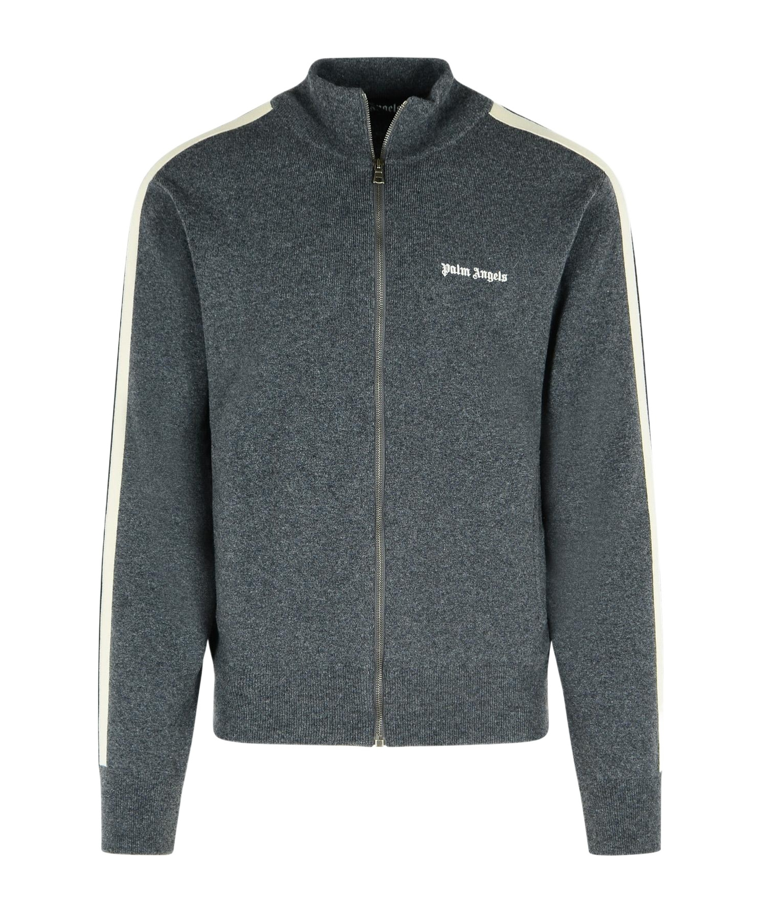 Palm Angels Grey Wool Blend Sweatshirt In Black