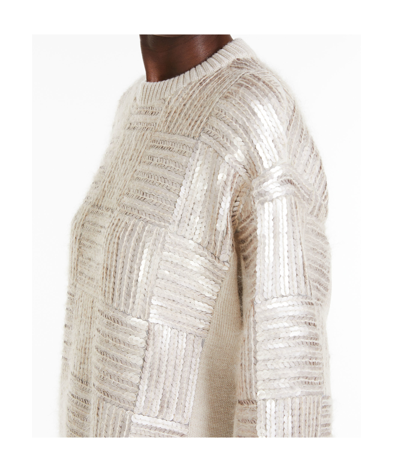Shop Max Mara Wool Sequined Mini Dress In White