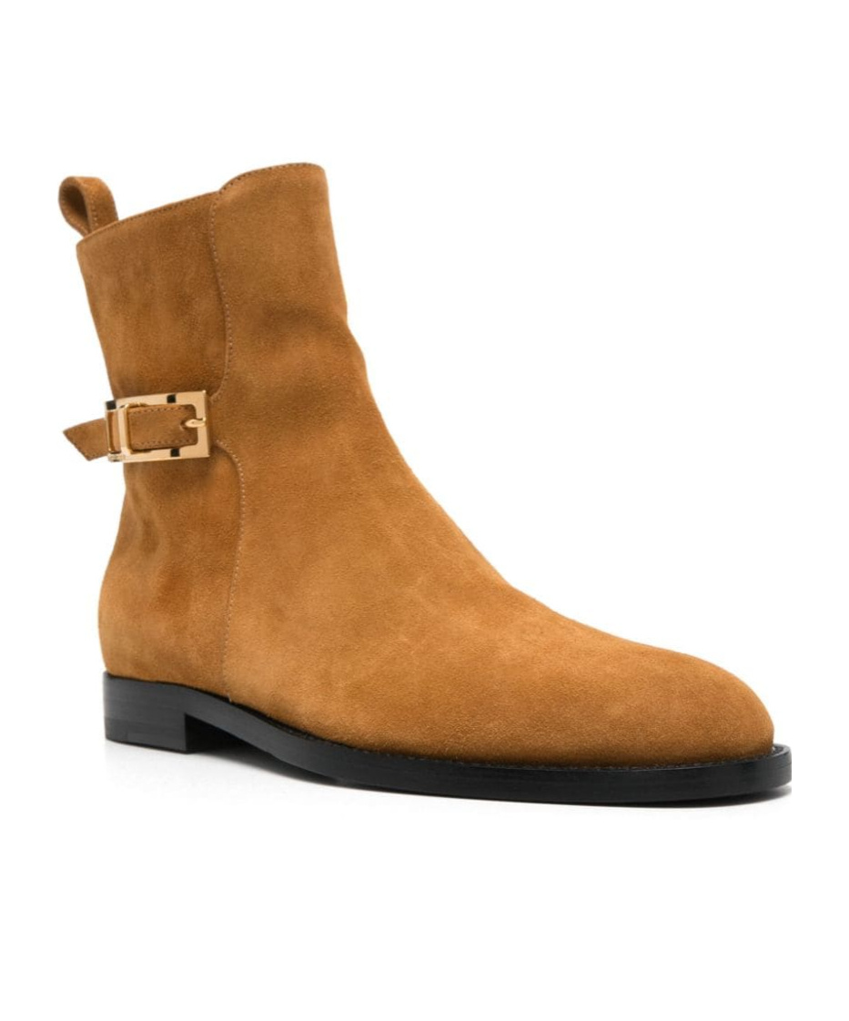 Sergio Rossi Ankle Boots In Calf Suede Material In Brown