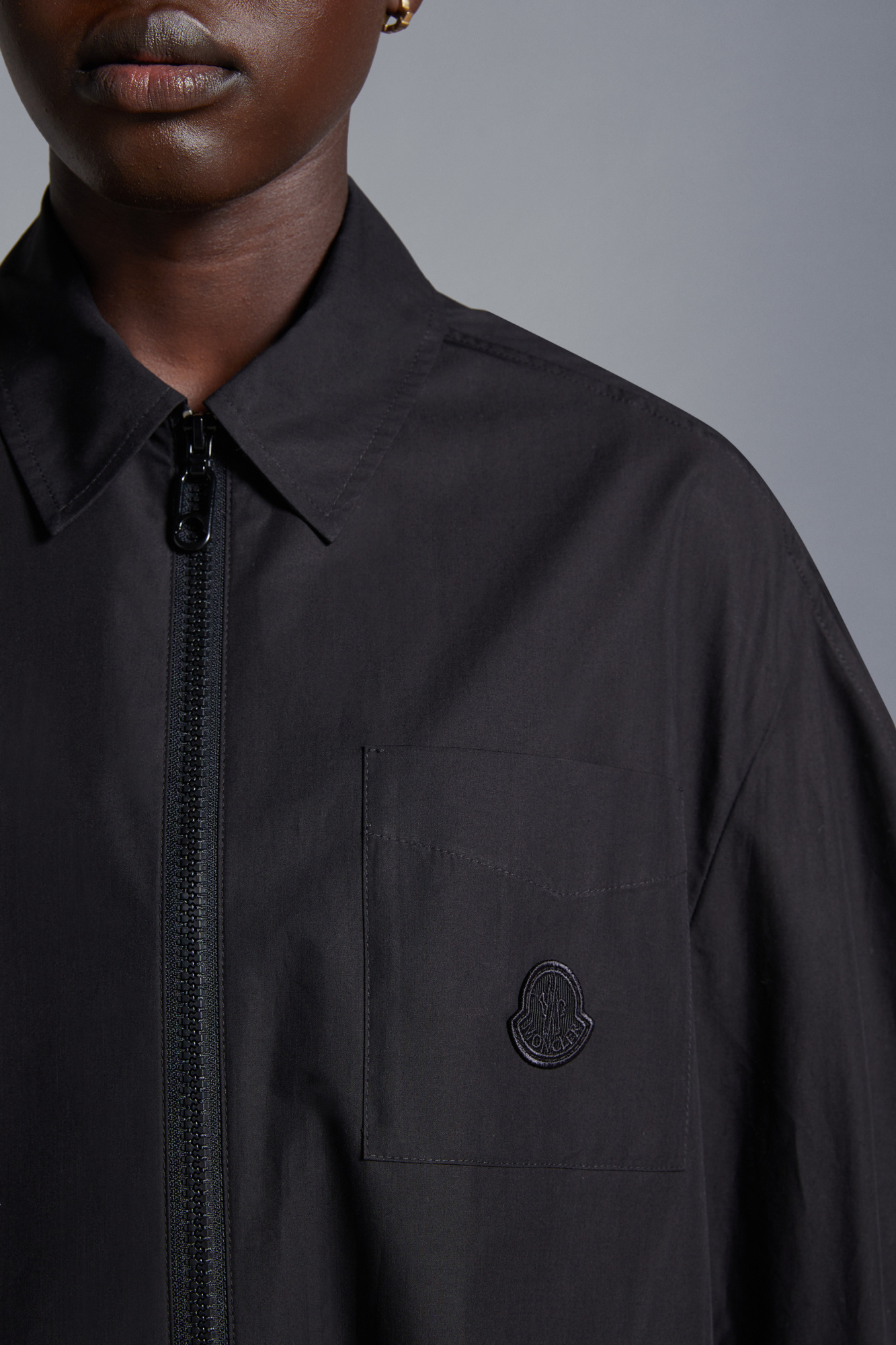 Moncler Logo-patch Cotton Jacket In Black