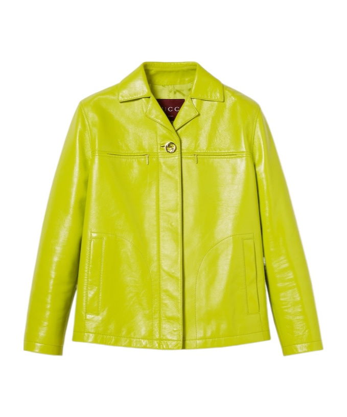 Gucci Interlocking G Leather Jacket In Yellow