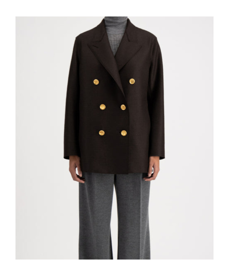 Harris Wharf London Slouchy Peacoat Pressed Wool In Brown