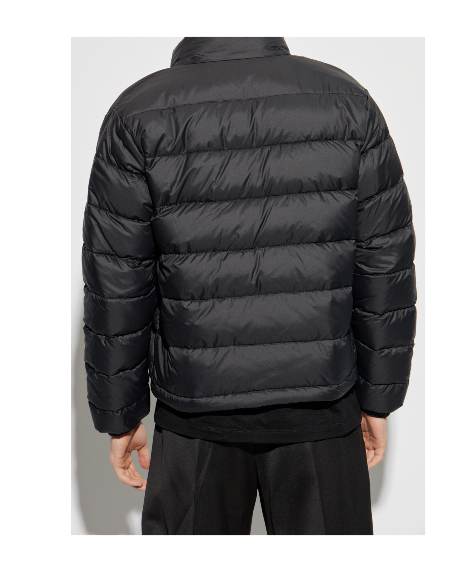 Versace Barocco Jacquard Zip-up Puffer Jacket In Black