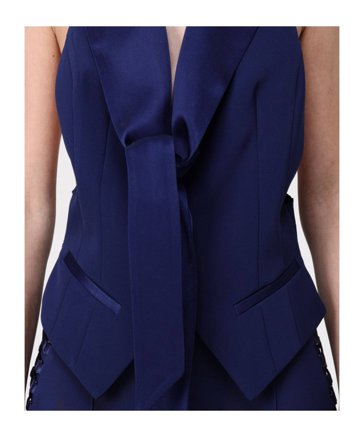 Elisabetta Franchi Crepe Tuxedo Waistcoat In Blue