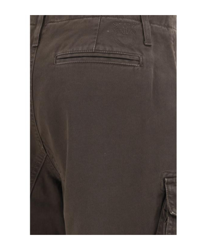 Pinko Solid Color Charango Cargo Jeans With Silver-tone Button 17c In Black