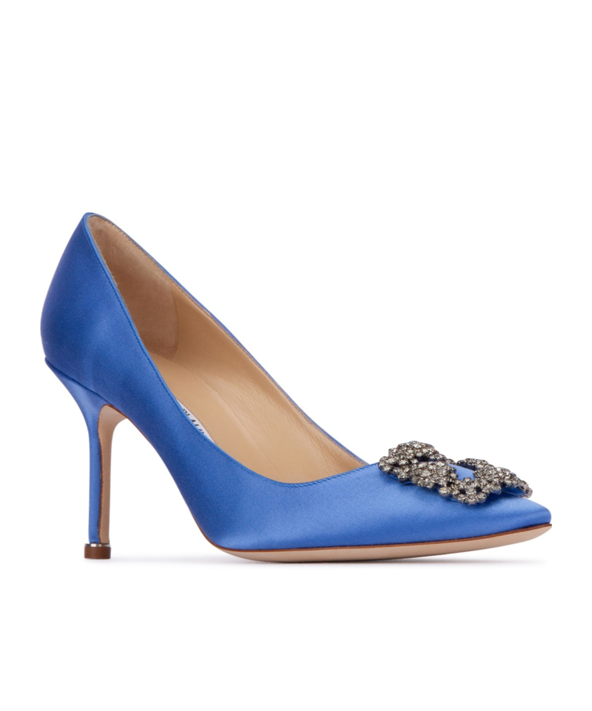 Manolo Blahnik Hangisi Embellished Satin Pumps In Blue