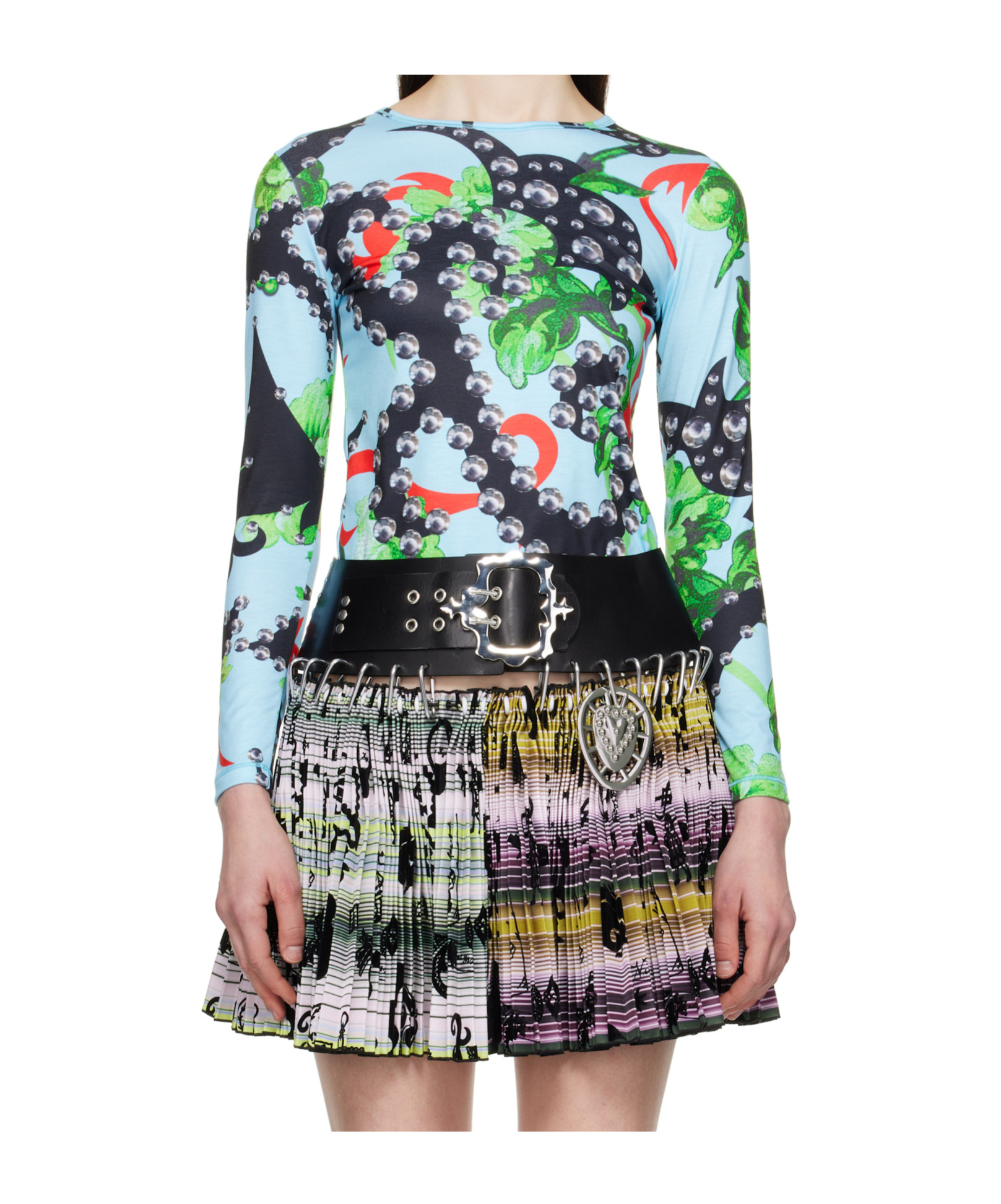 Chopova Lowena Blue Spangle Tangle Fitted Jersey T-shirt In Multicolor