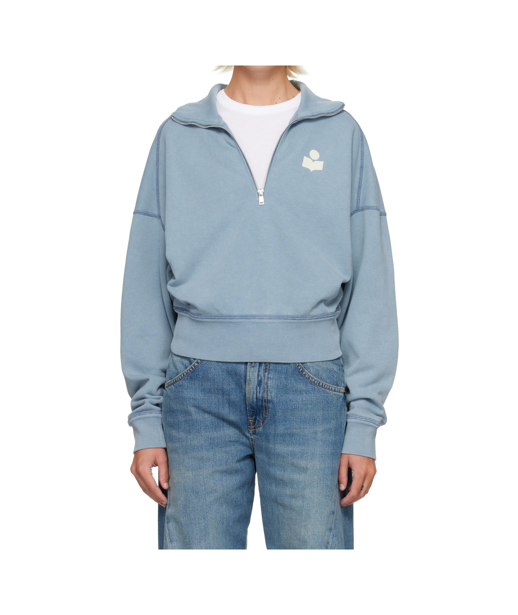 Isabel Marant Étoile Ross Half Zip Cotton Sweatshirt In Blue