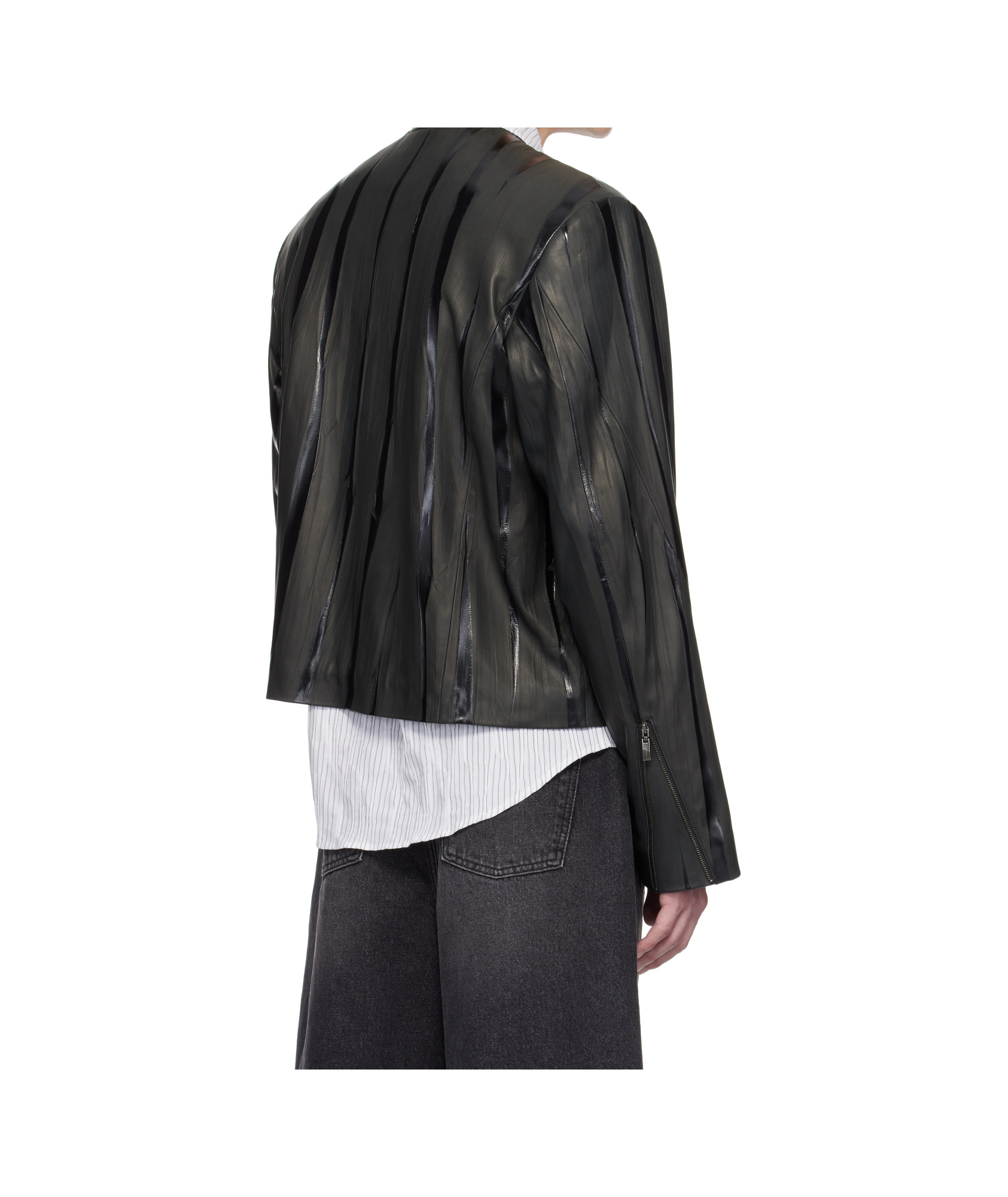 Ader Error Long Sleeve Leather Jacket In Black