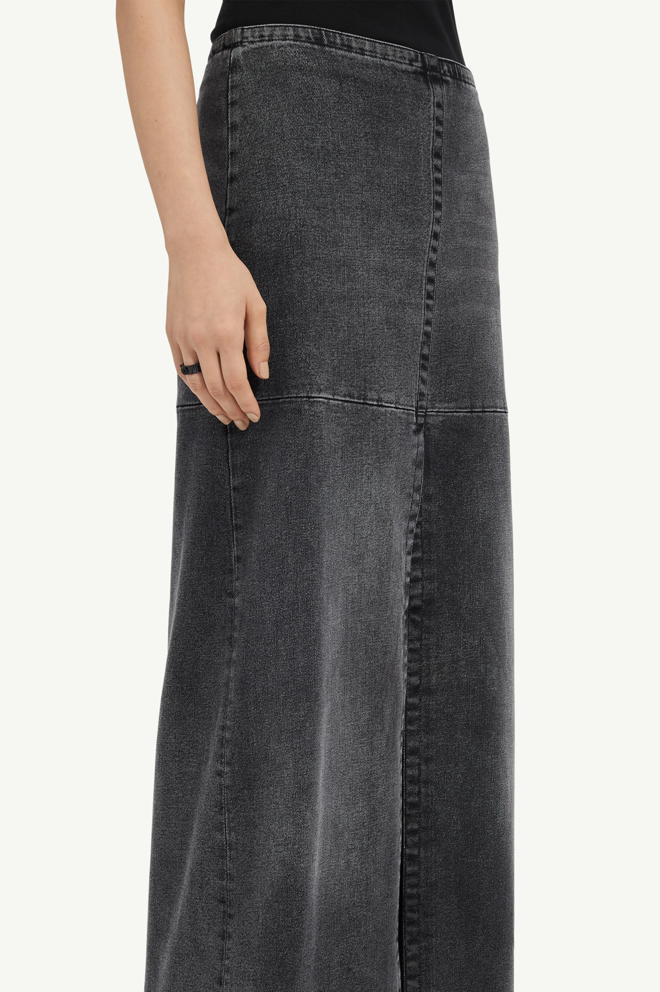 Shop Mm6 Maison Margiela Long Denim Skirt In Black