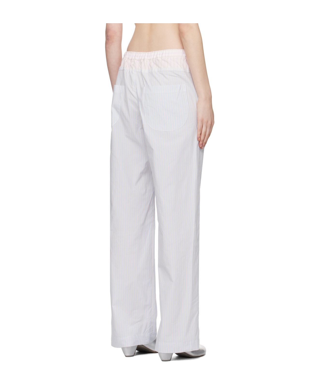 Edward Cuming Striped Casual Pants In White