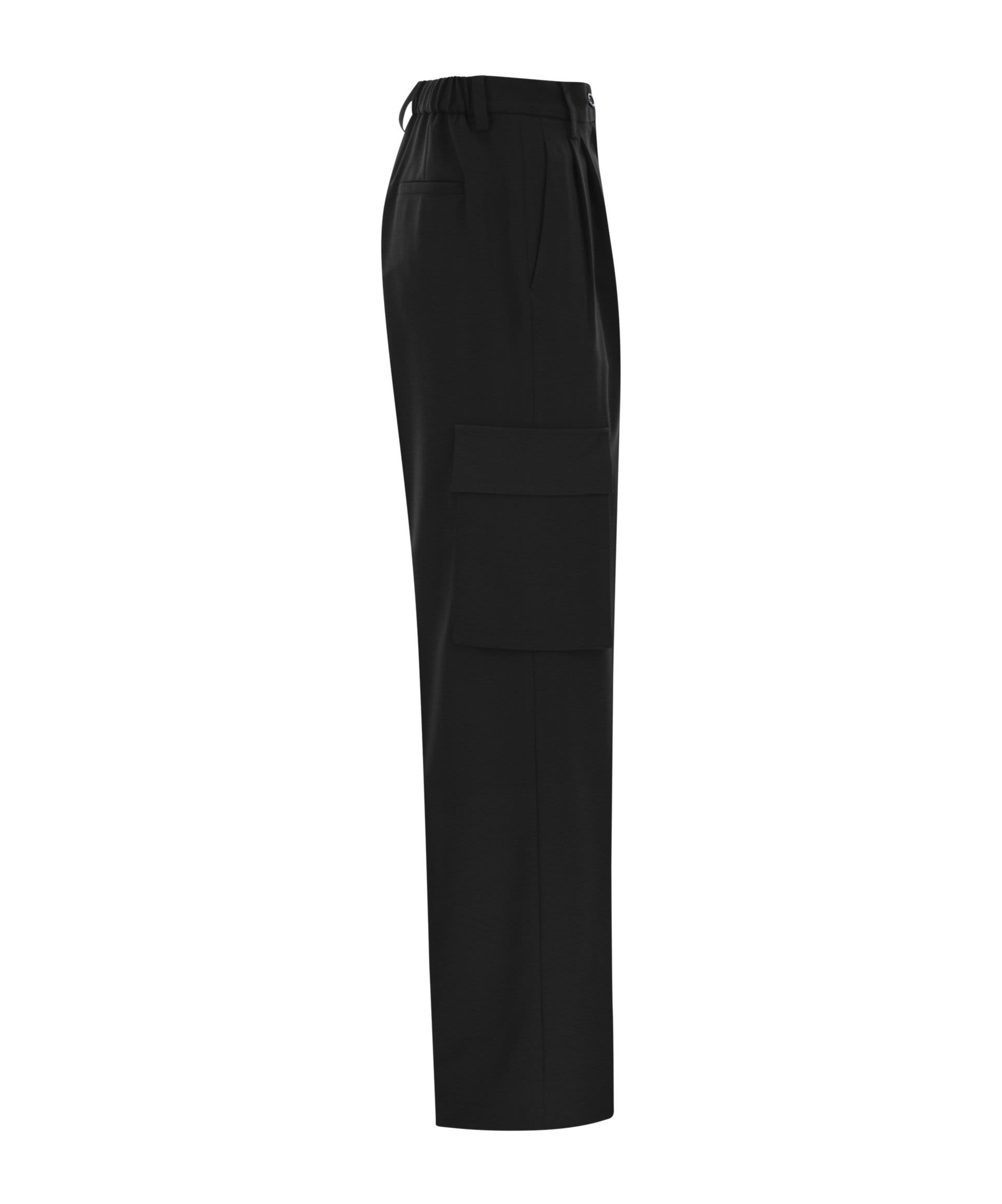 Herno Women Soft Wool Cargo Pants In Black