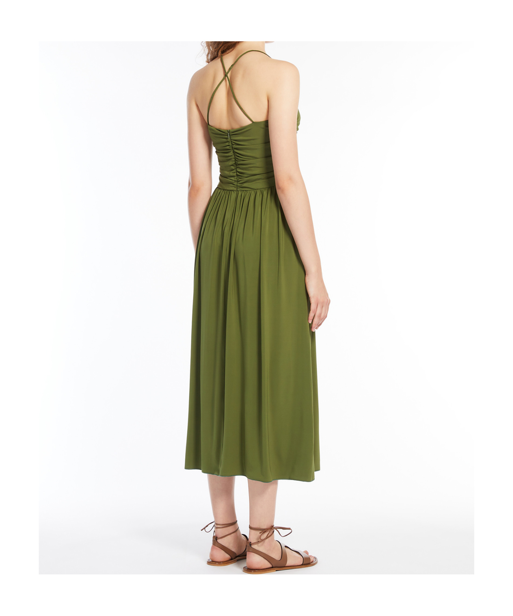 Weekend Max Mara Draped Sleeveless Dress In Dark Green