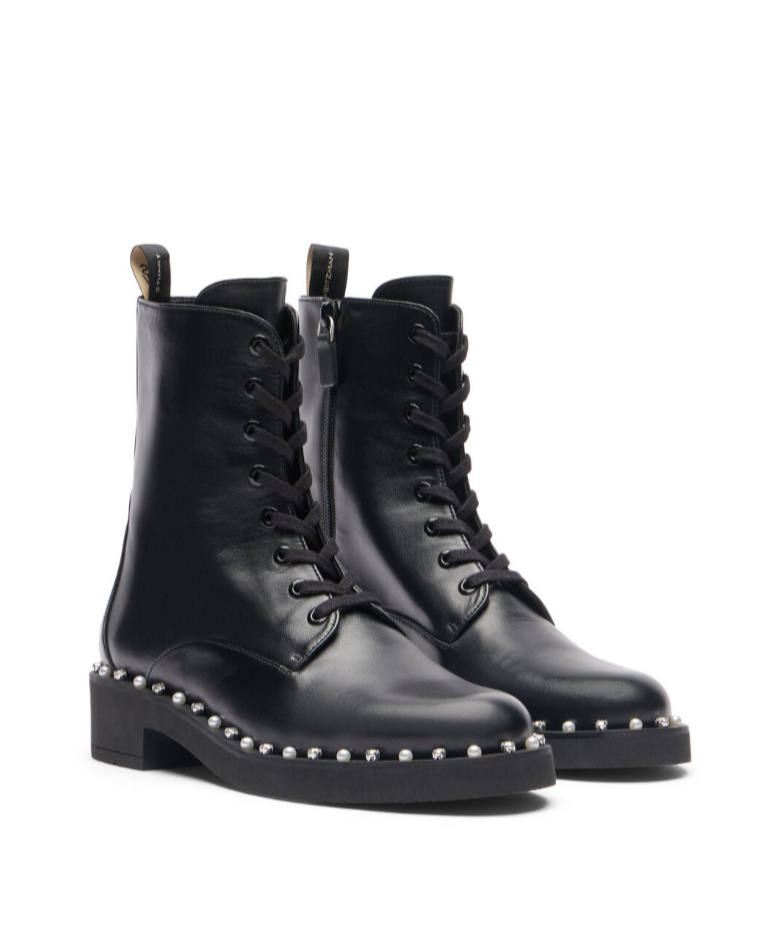 Shop Stuart Weitzman Lacing Short Boots In Black