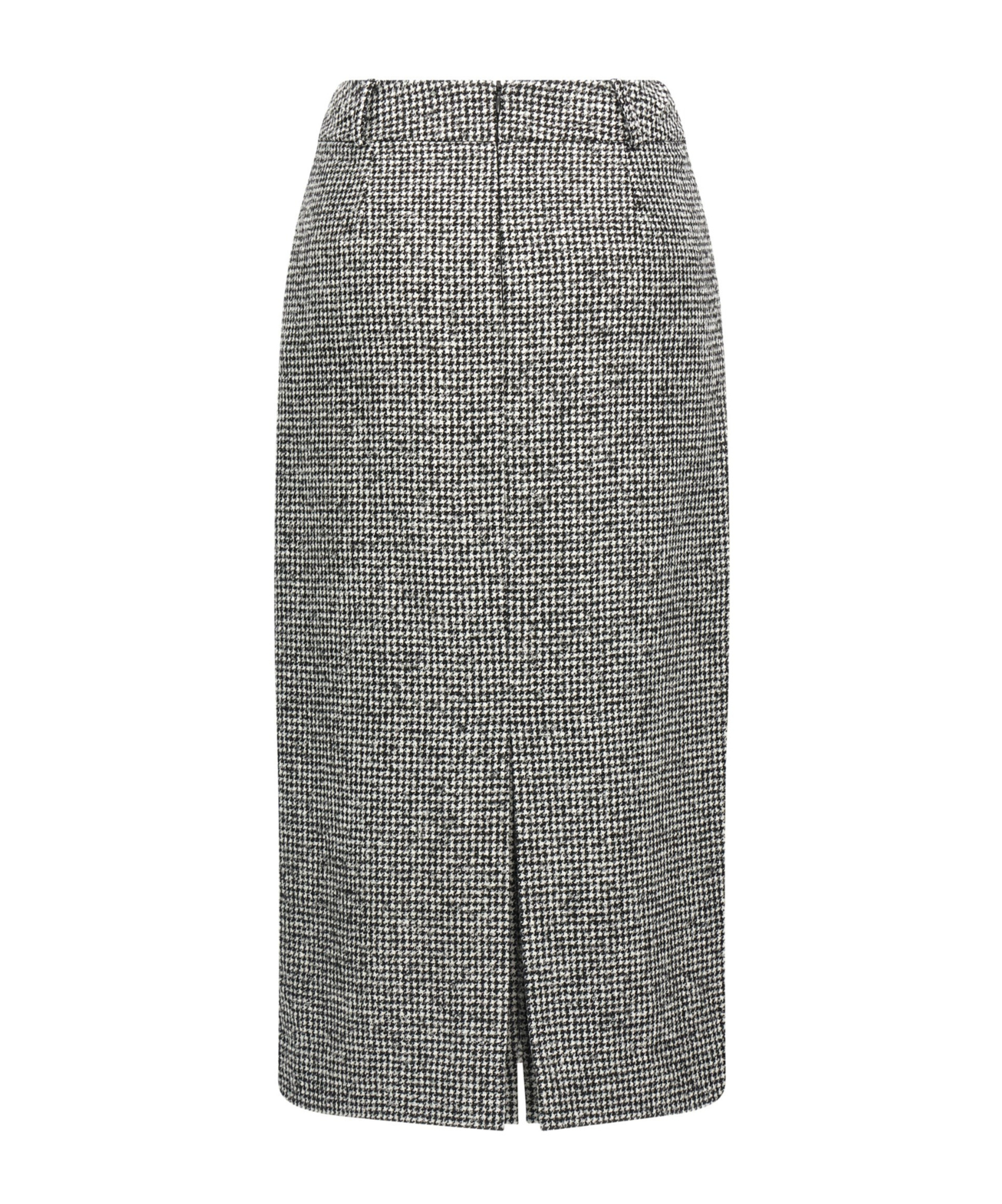 Ermanno Scervino Houndstooth Sheath Longuette Skirt With Back Split In Black