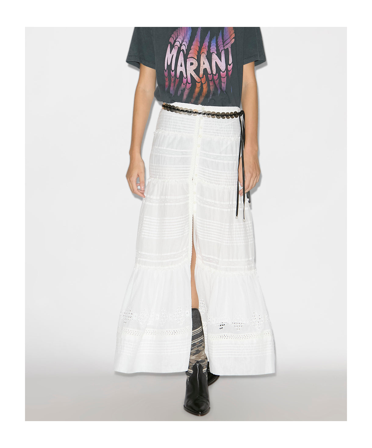 Isabel Marant Étoile White Cotton Voile Dusta Long Skirt In White