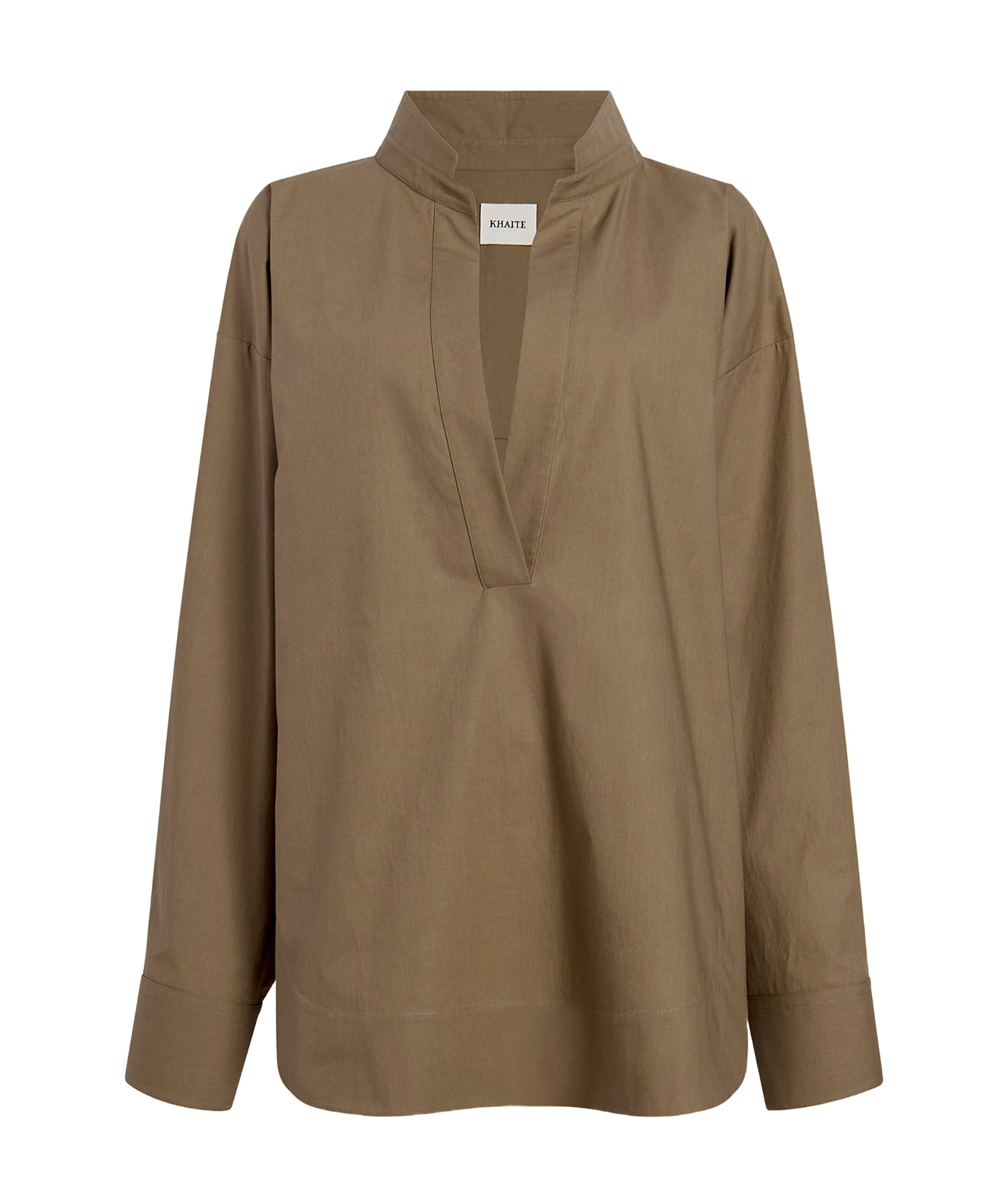 Khaite Open-necked Pullover Shirt In Brown