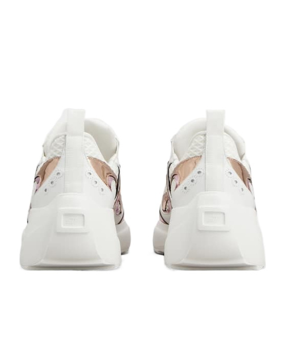 Roger Vivier Viv' On The Run Sneakers In Leather And Fabric In White