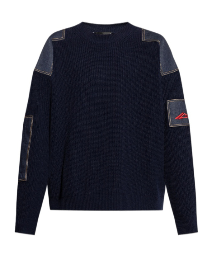 Dsquared2 Patchwork-embellished Jumper In Blue