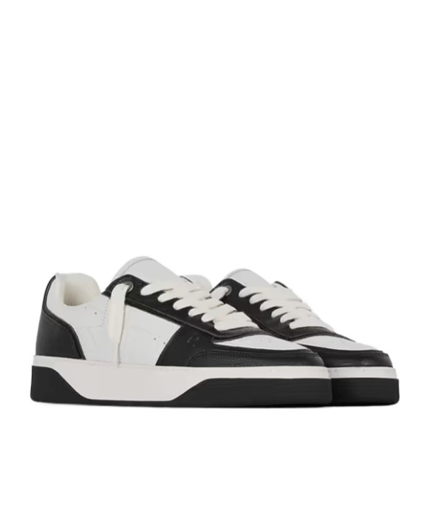 Represent Two-tone Leather And Suede Initial Sneakers In Black White