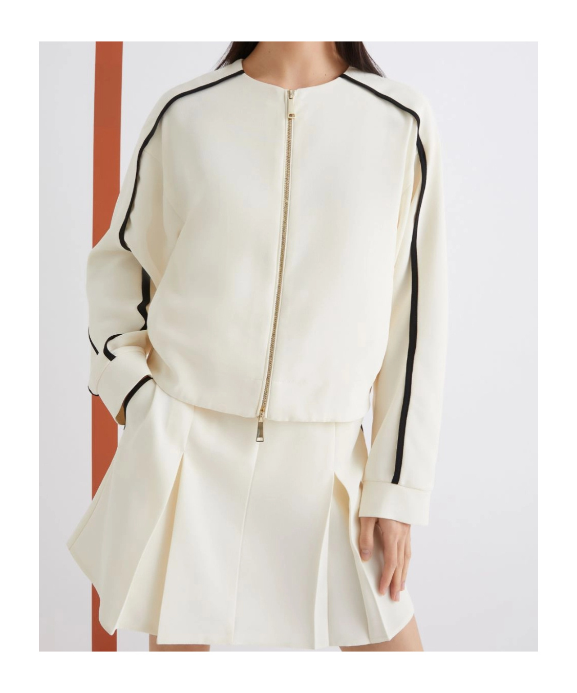 Marella Satin Bomber Jacket In White