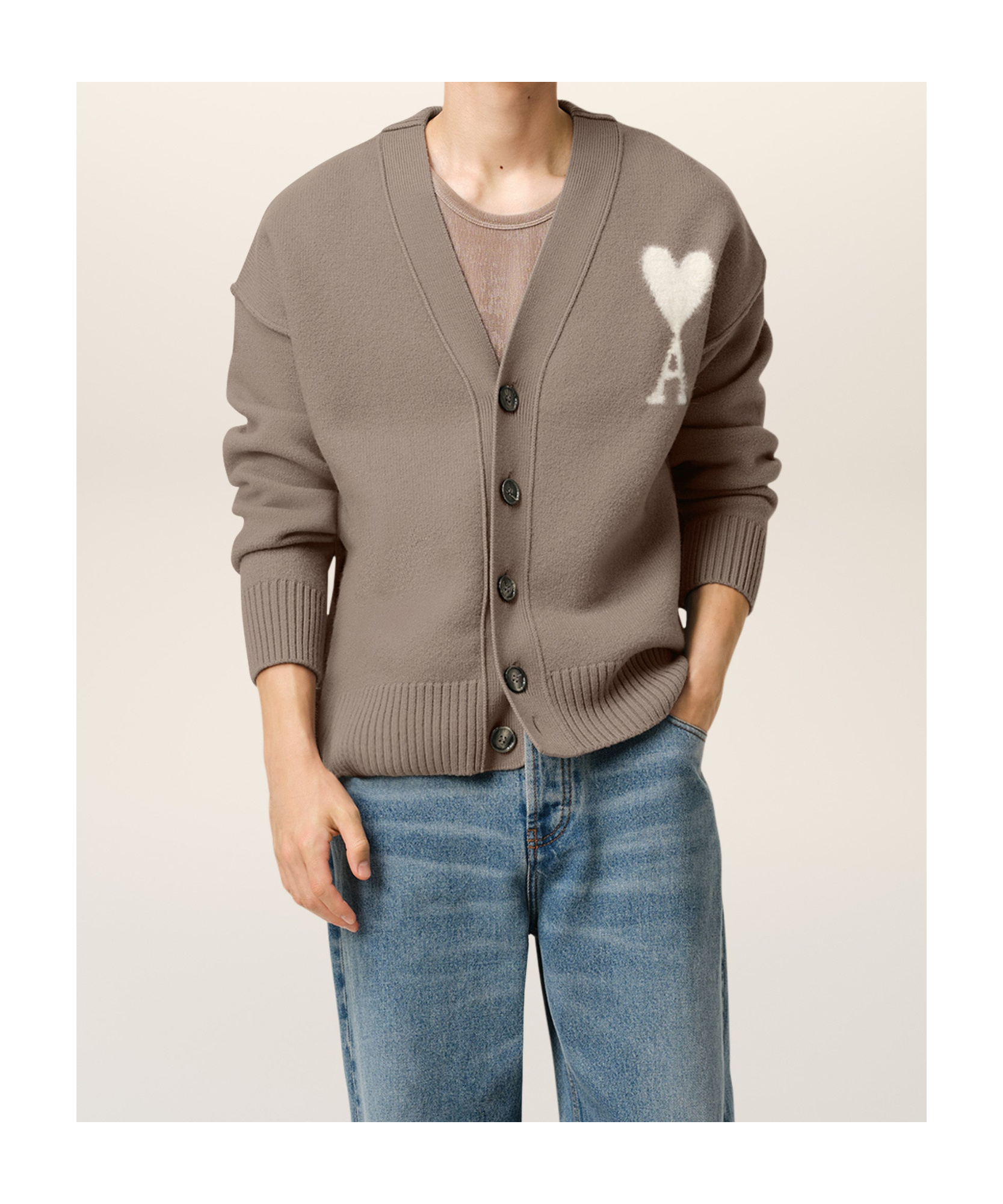 Ami Alexandre Mattiussi Ami Paris Cardigan In Gray