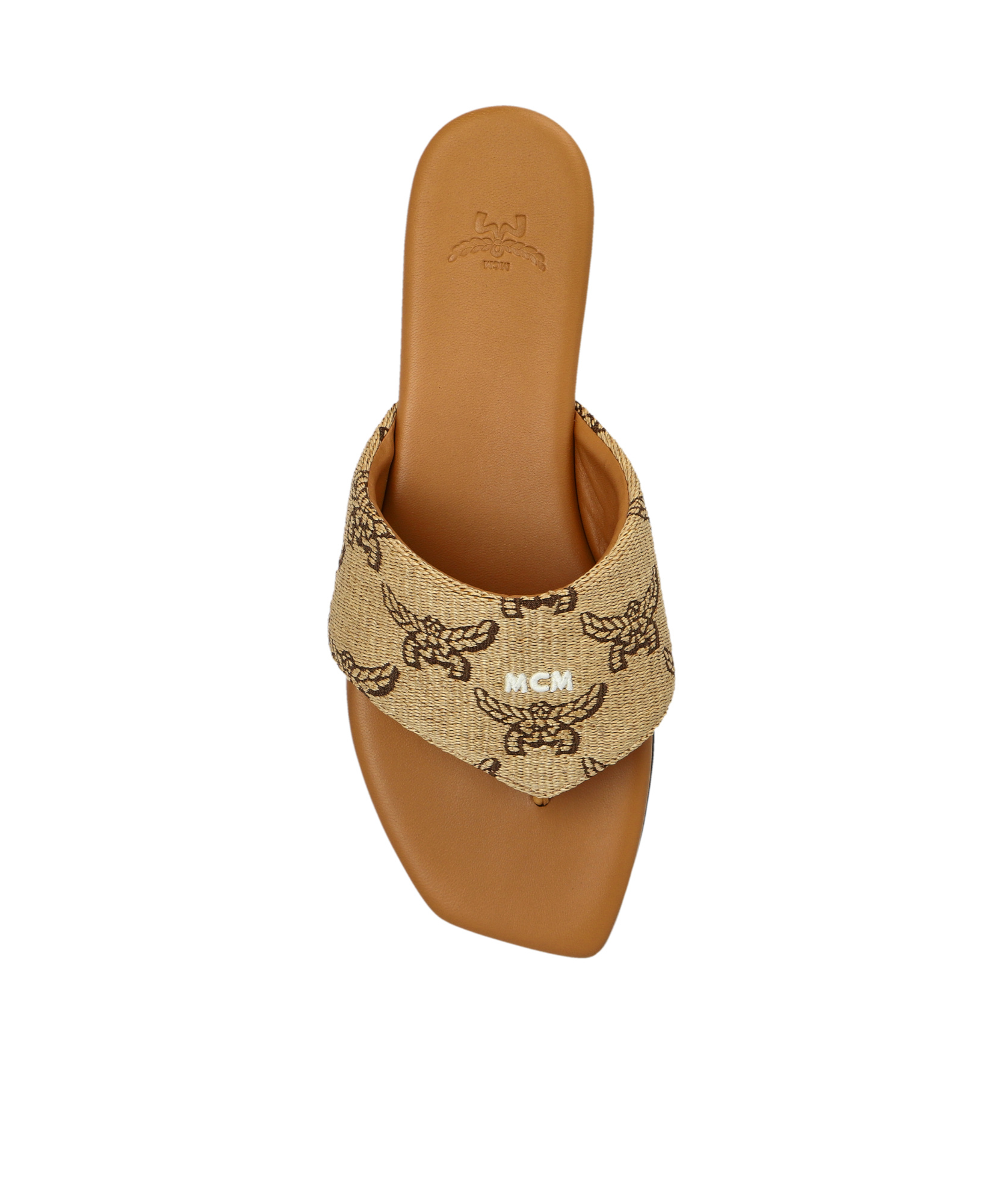 Mcm Printed Slippers In Nude