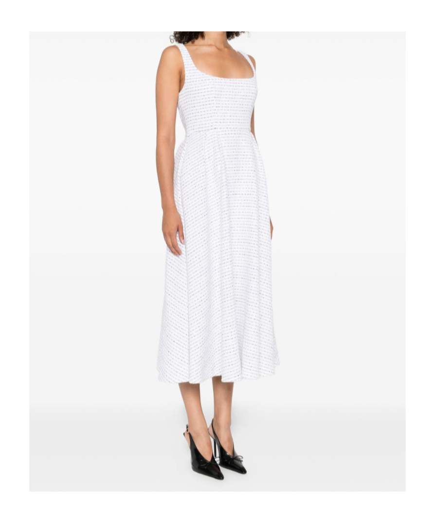Alessandra Rich Striped Sleeveless Dress In White