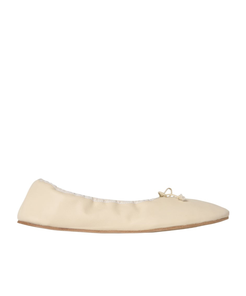 The Row Round Ballet Flat In Leather In Green