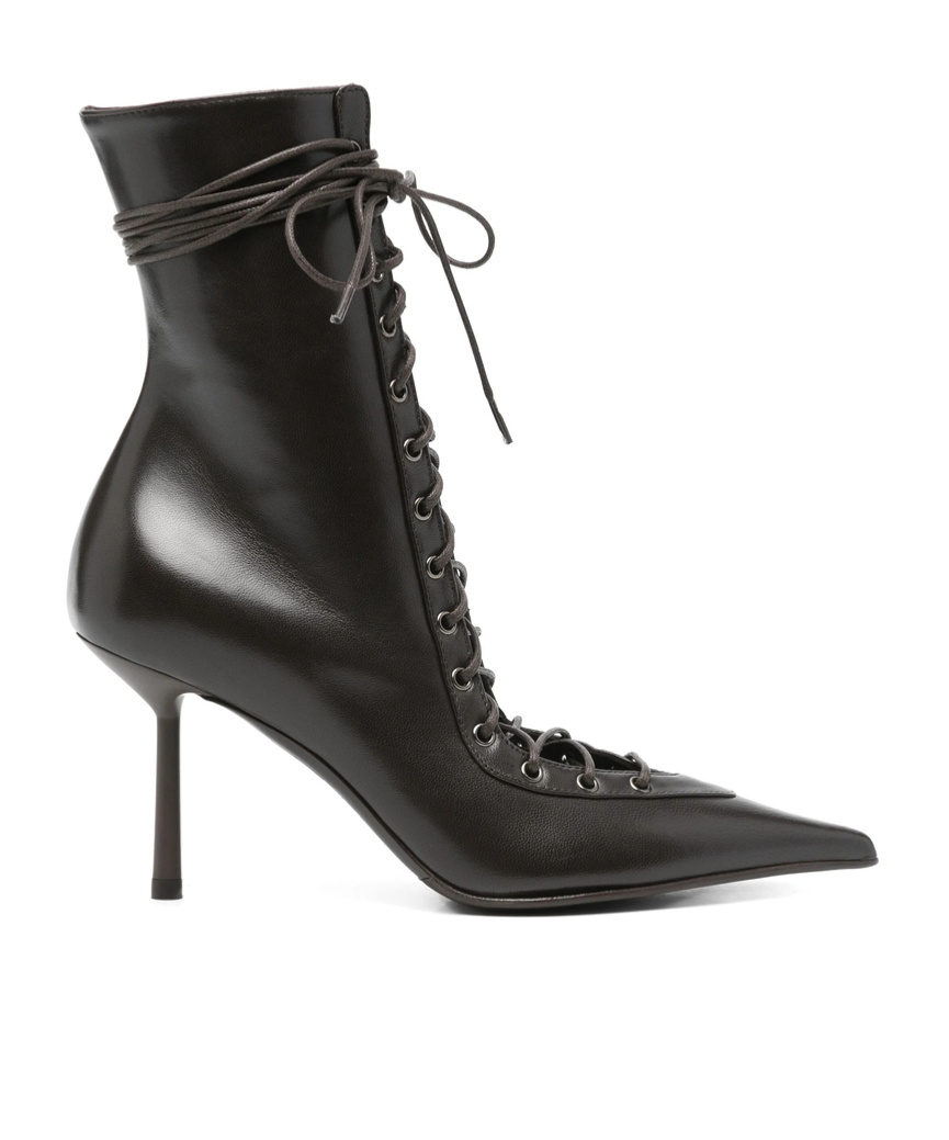 Le Silla Colette 80 Leather Lace-up Boots In Black