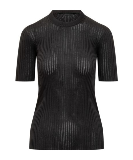 Jil Sander Short-sleeved Ribbed-knit Top In Black
