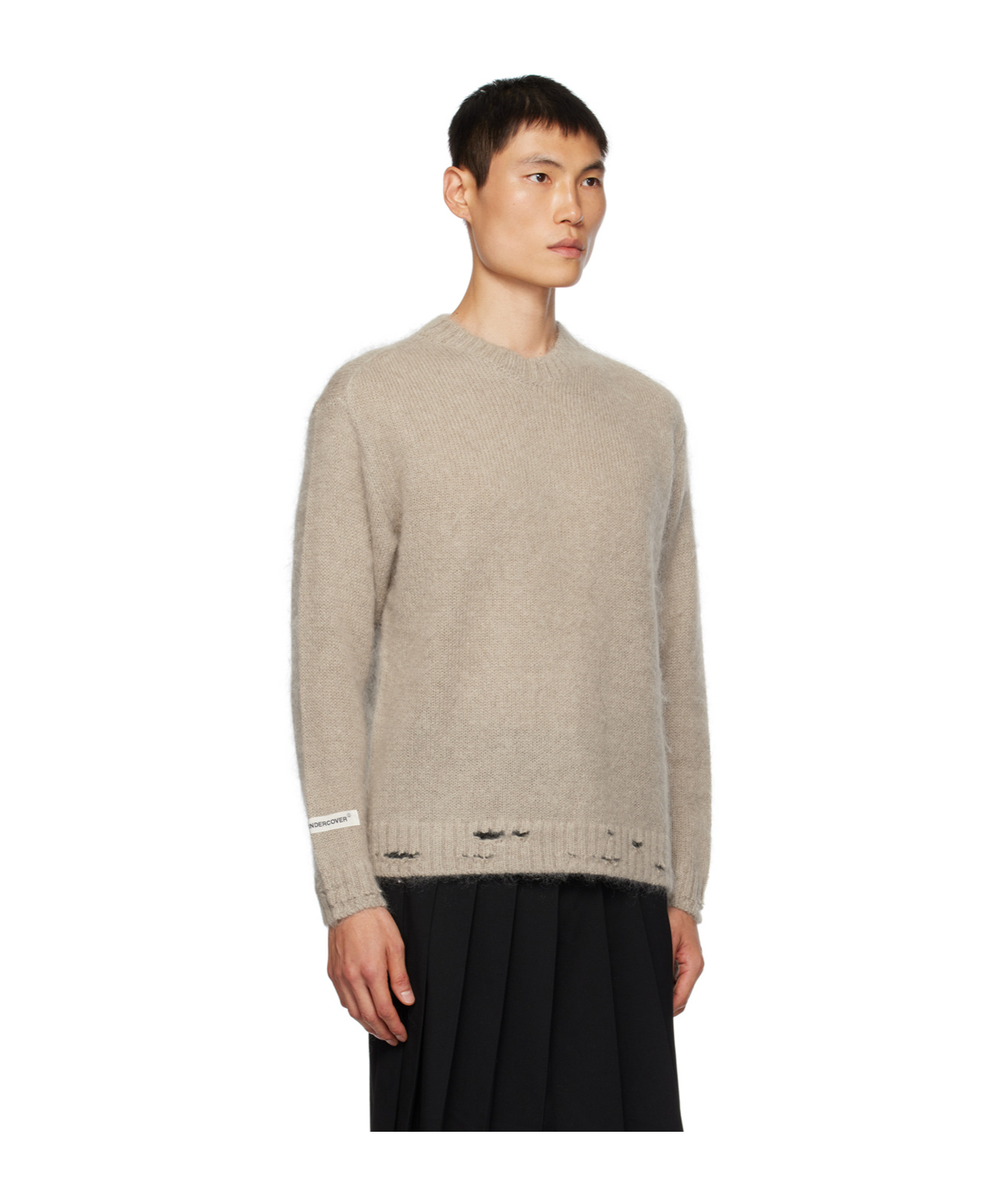 Undercover Long Sleeved Sweater With Holes In Nude