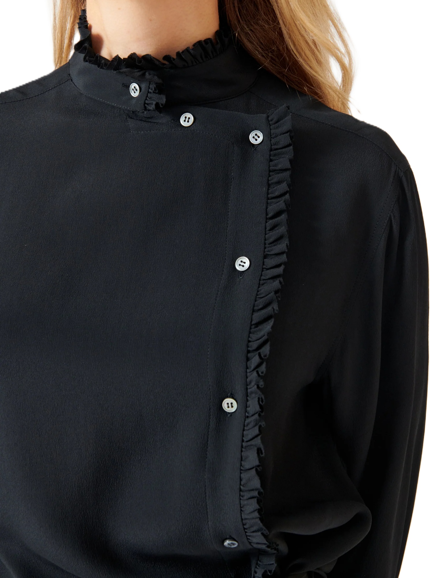 N°21 N21 Side Button Ruffle Blouse In Blue