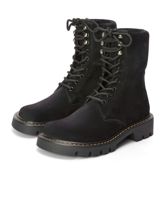 Loewe Sierra Suede Lace-up Combat Boots In Black