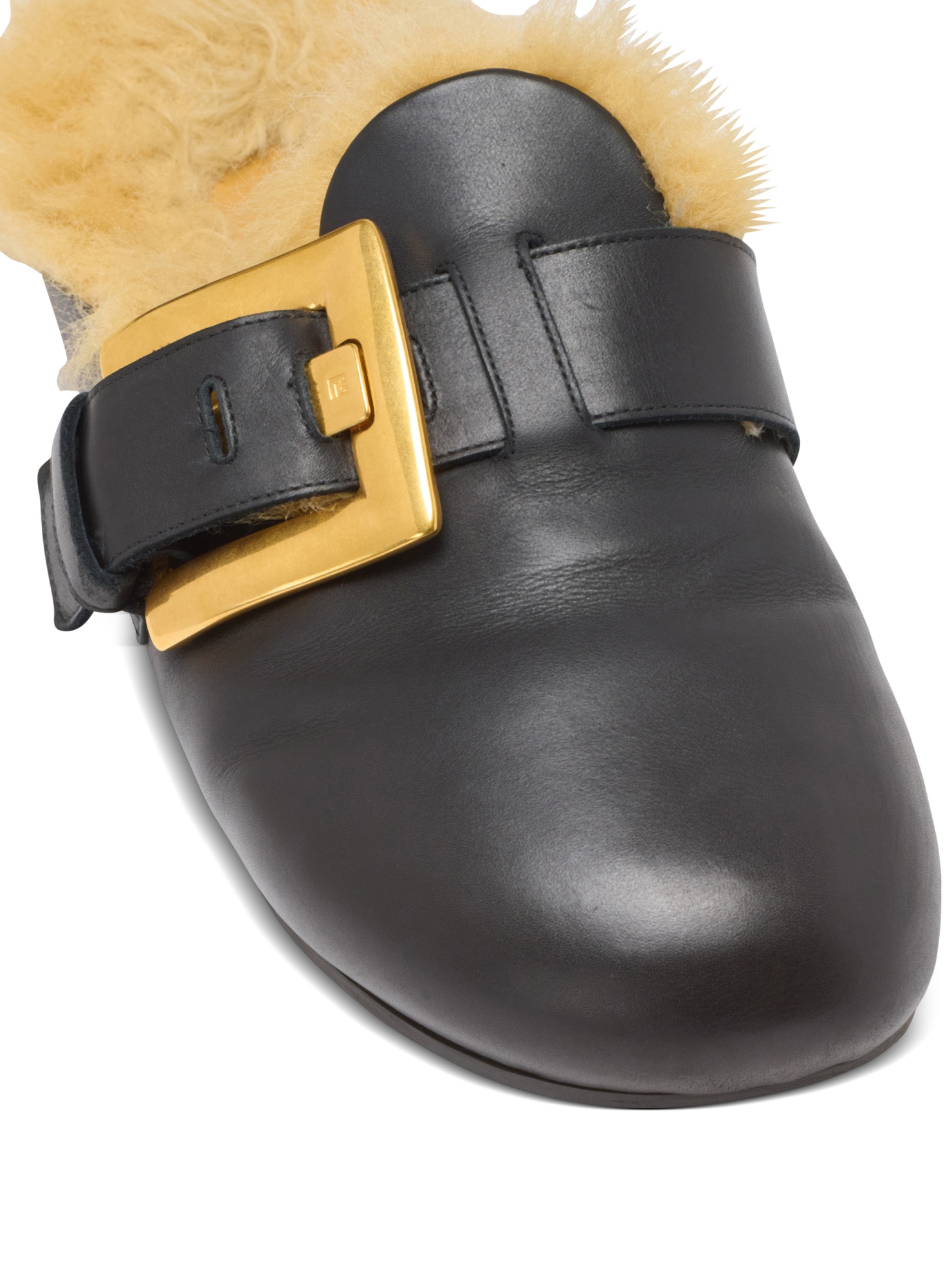 Balmain Anthem Leather And Faux Fur Clogs In Black