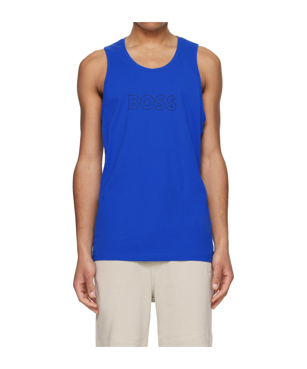 Shop Hugo Boss Round Collar Logo Vest In Blue
