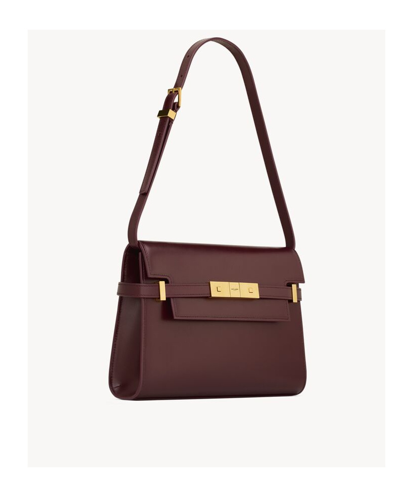 Saint Laurent Manhattan Small Shoulder Bag In Smooth Leather In Red